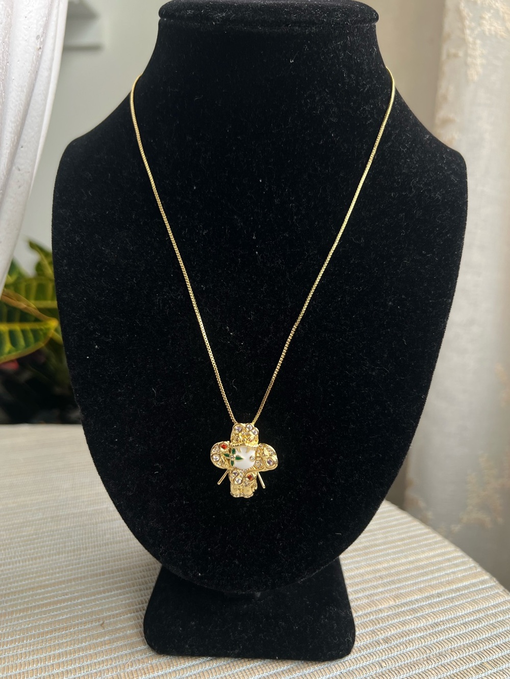 🩷- gold multicolor gem stone floral snake pendant necklace